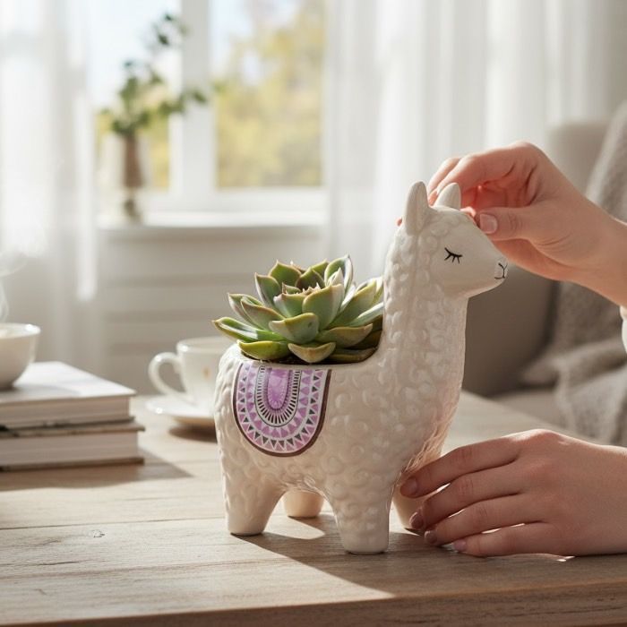 アニマルポット アルパカ 陶器 フラワーポット 鉢 植木鉢 鉢底穴あり