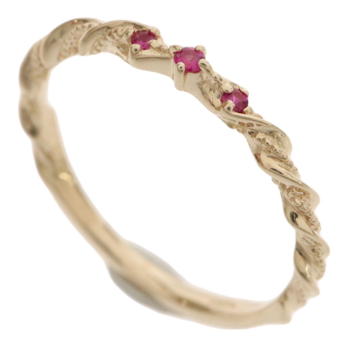 agete アガット K10YG 10金イエローゴールド ルビー3P リング 指輪