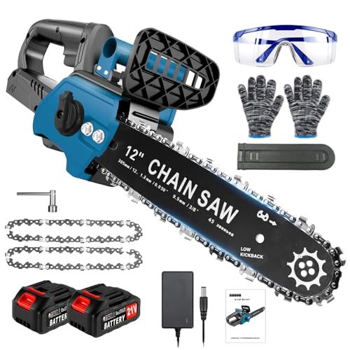 迅速に発送 強化版 電動チェーンソー 充電式 12インチ ブラシレスモーター搭載 切断径300 mm 21 v互換 4000 mAhバッテリー 自動給油 ツールレス チェーン調節 家庭用 木工切断 枝切 日本語取扱説明書 長期航続 園芸設備 094055 e 7