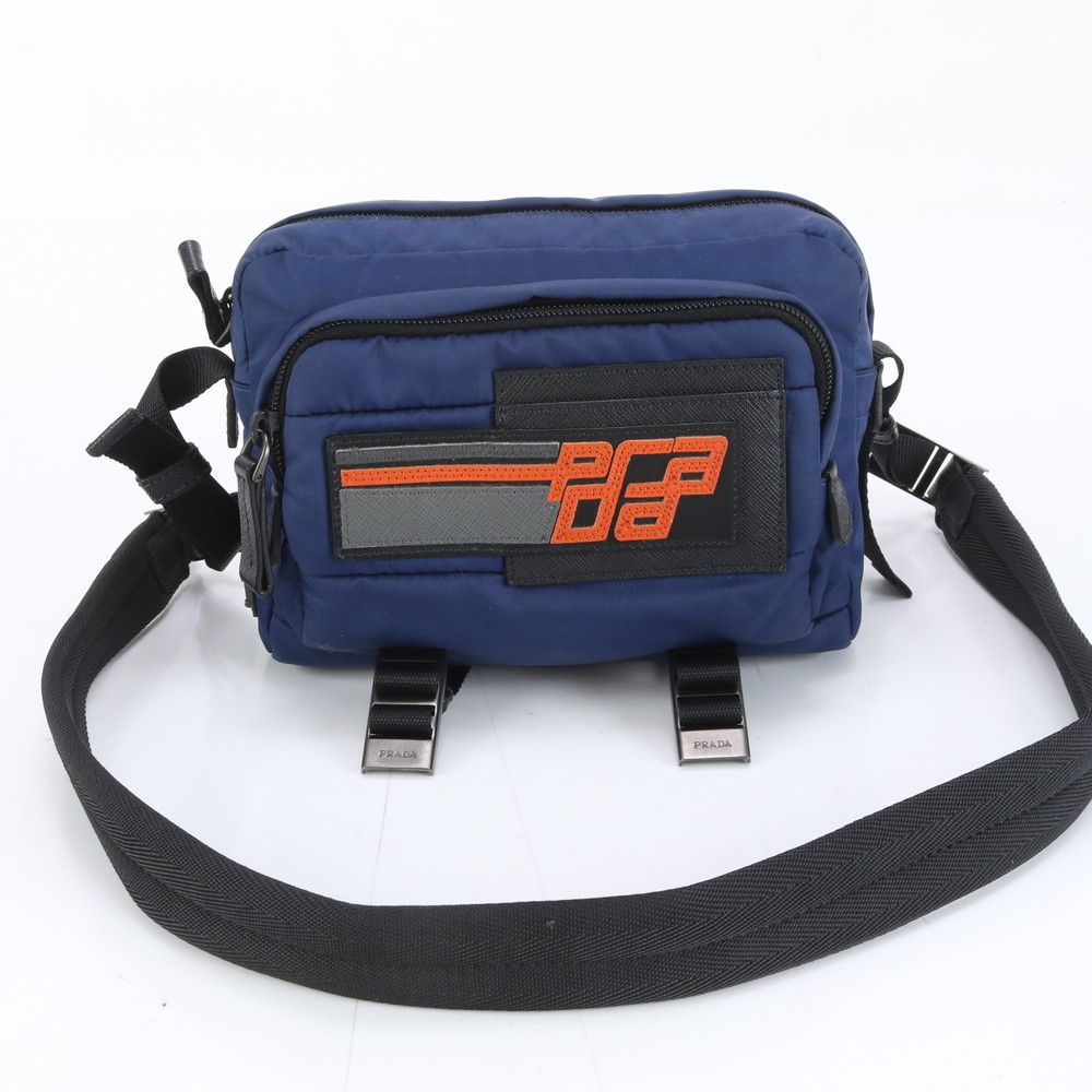 極美品 プラダ サフィアーノ レザー テスート ナイロン ショルダー