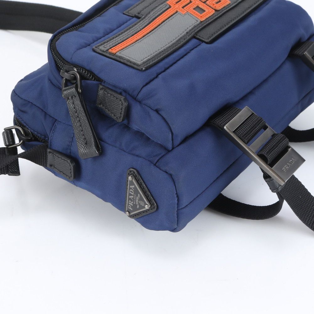極美品 プラダ サフィアーノ レザー テスート ナイロン ショルダー