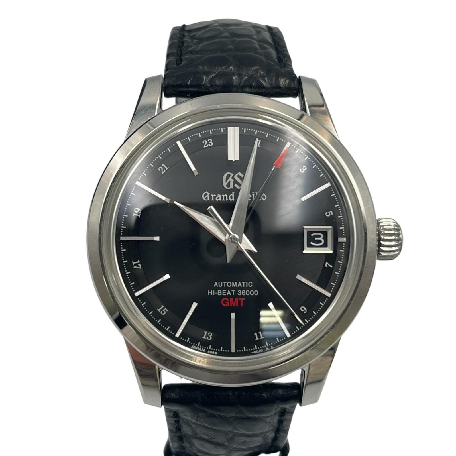  Grand Seiko グランドセイコー 腕時計 メカニカル ハイビート36000 GMT SBGJ219 ステンレススチール メンズ クルーネック 自動巻き時計 腕時計(アナログ)