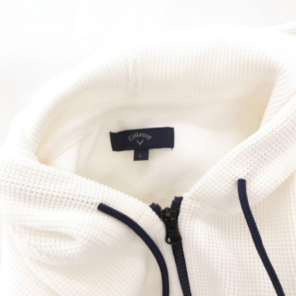 キャロウェイ CALLAWAY ジップパーカー ジャケット ロゴ ワッフル L 白