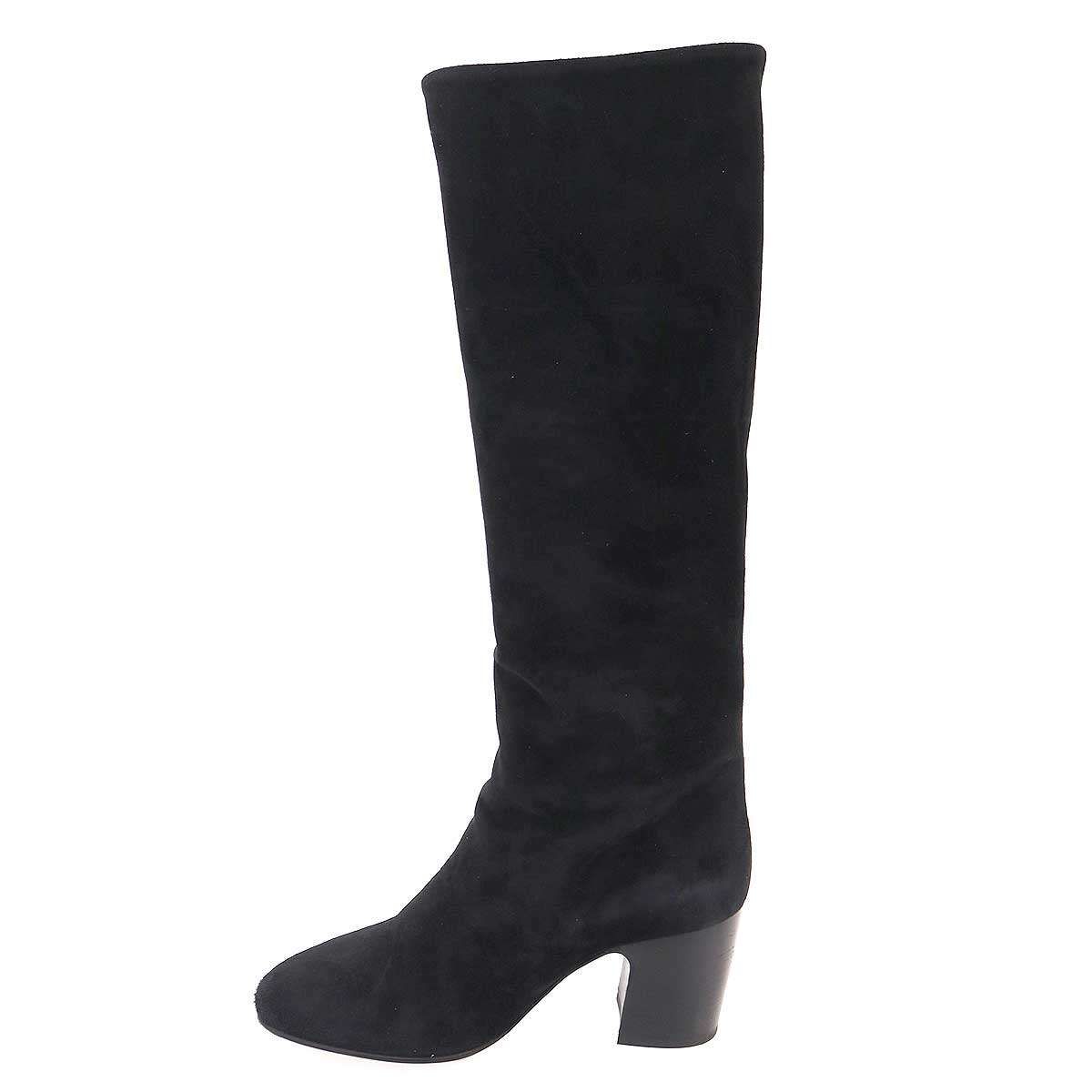 CHANEL シャネル ココマーク スウェードレザーロングブーツ G32212