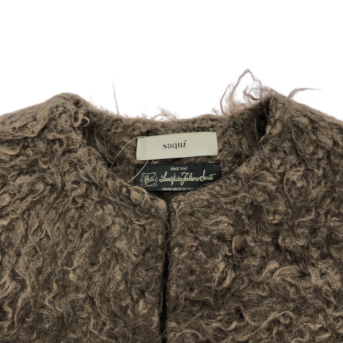 SAQUI サキ 17AW モヘア ノーカーラーコート 17AW08 ブラウン系 38