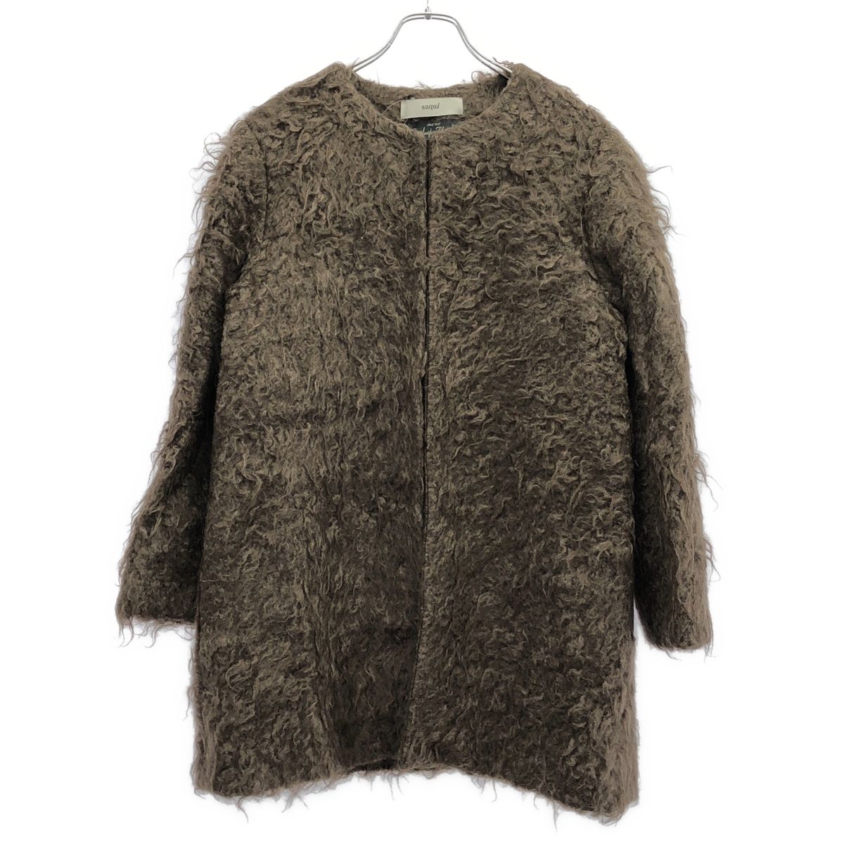 SAQUI サキ 17AW モヘア ノーカーラーコート 17AW08 ブラウン系 38