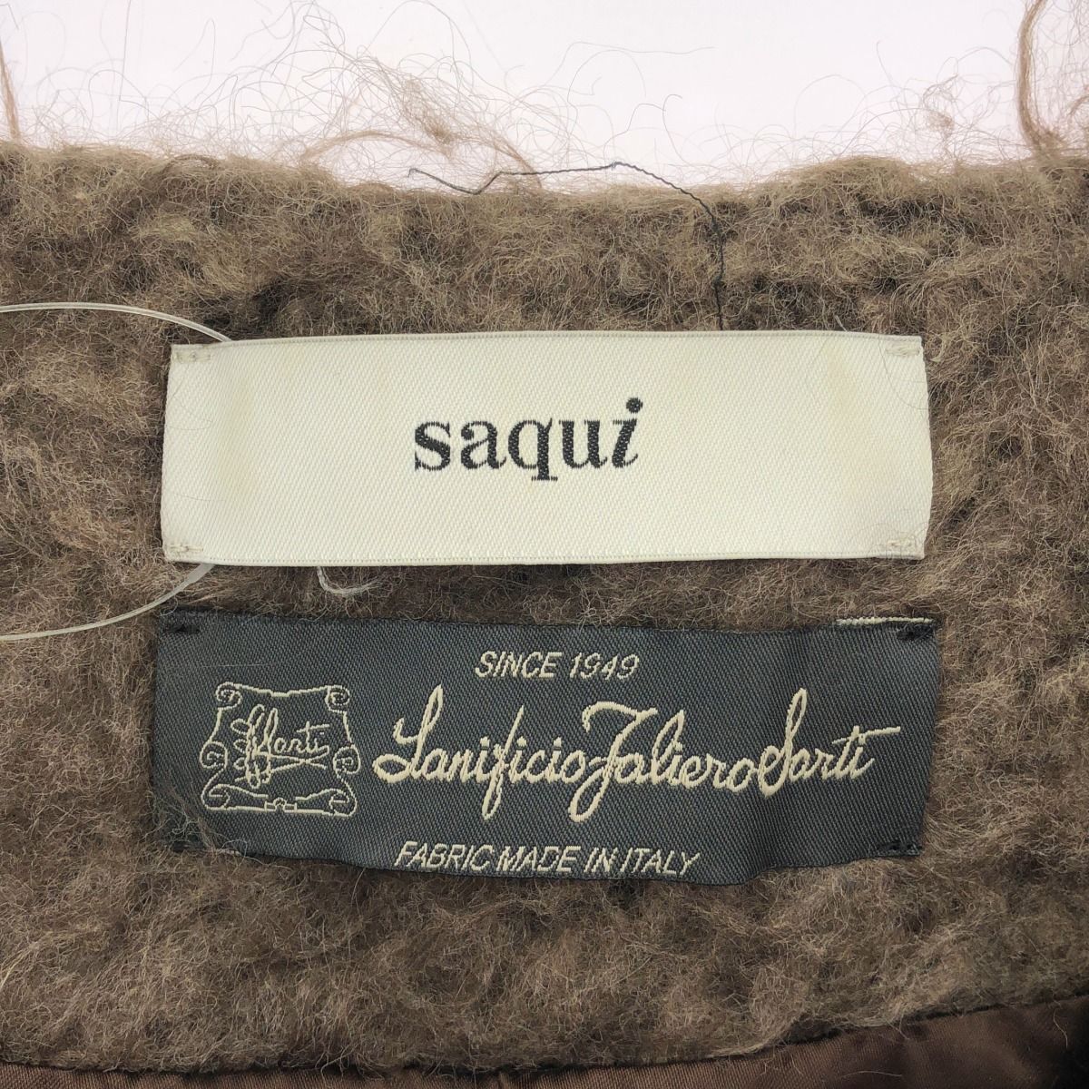 SAQUI サキ 17AW モヘア ノーカーラーコート 17AW08 ブラウン系 38