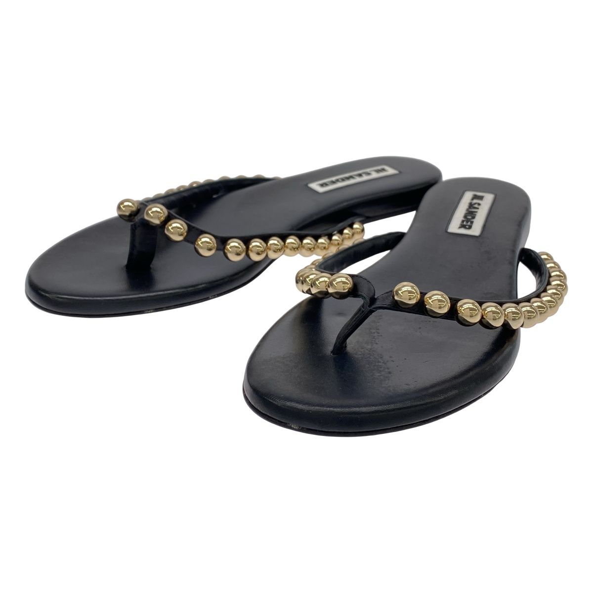 JIL SANDER ジルサンダー メタルボールレザートングサンダル ブラック 