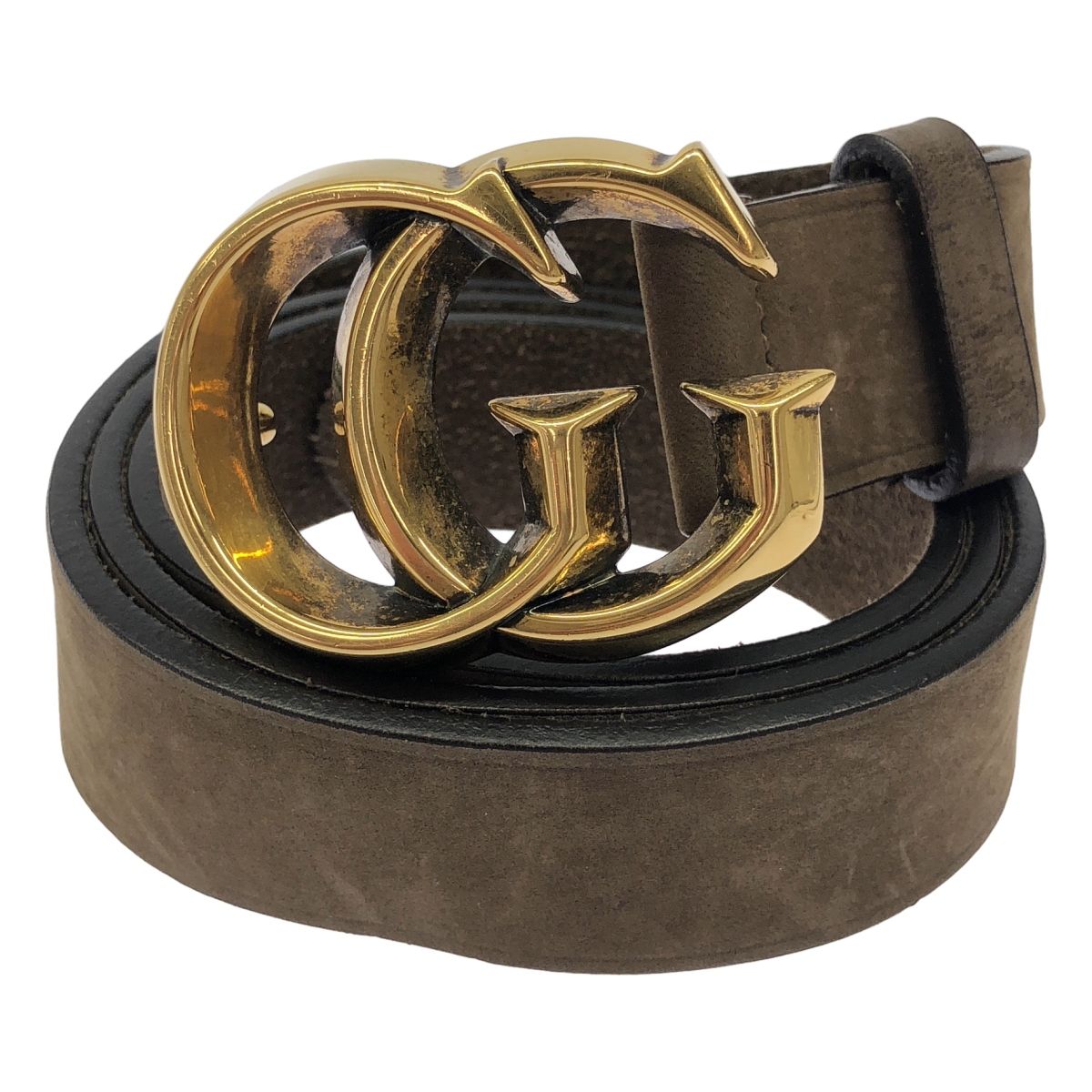 GUCCI グッチ GGバックル ヌバックレザーベルト 245894 ブラウン 80