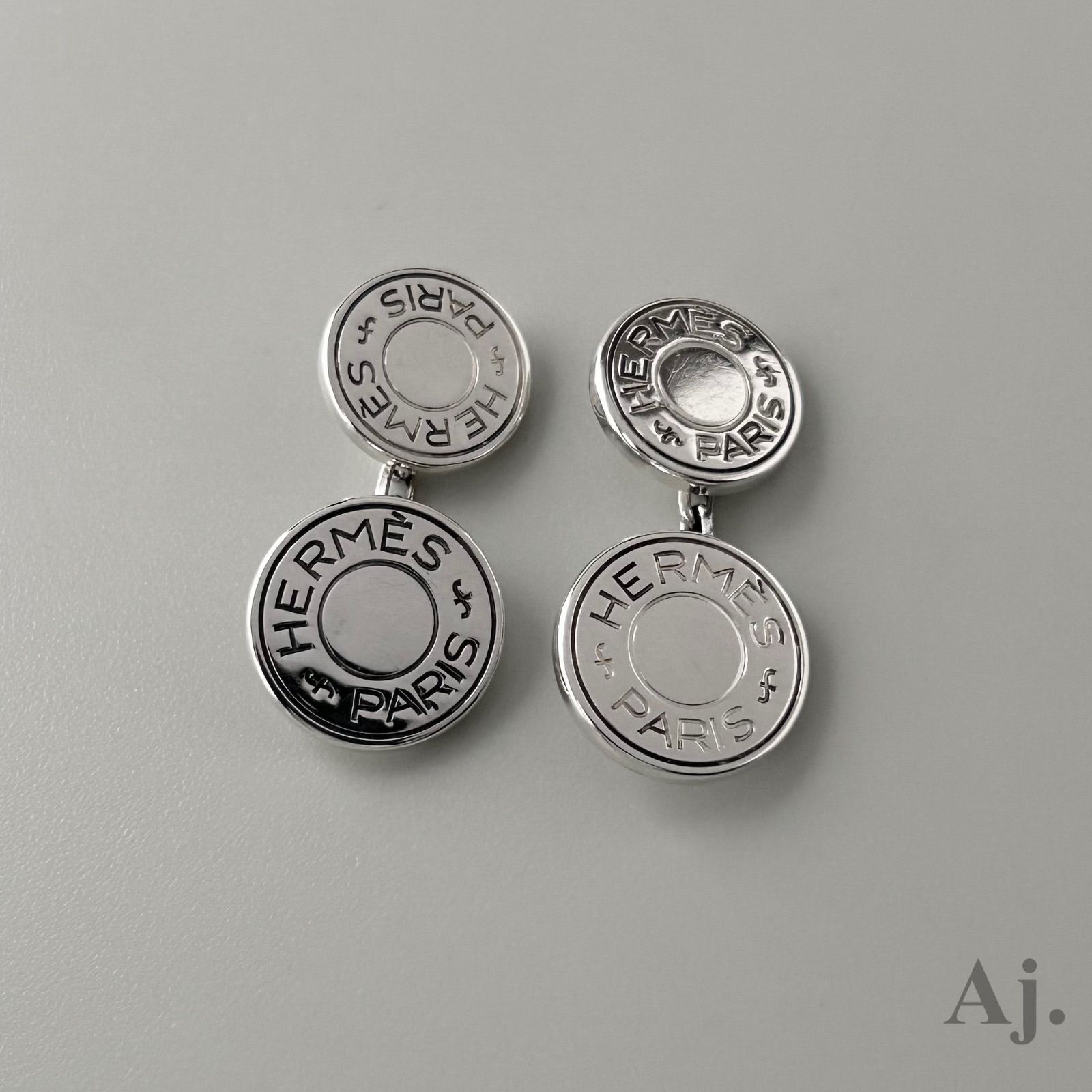 使用感有】 エルメス セリエ チェーン カフス カフリンクス Silver 925