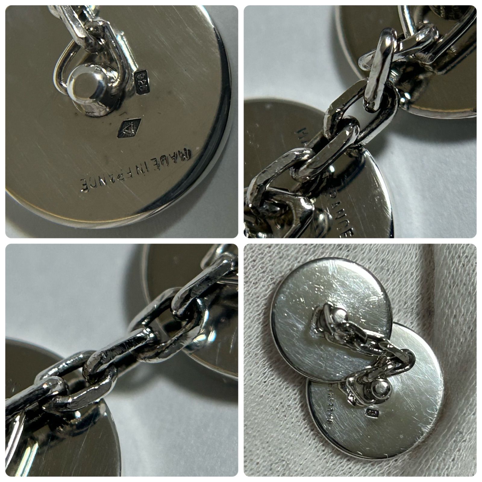 使用感有】 エルメス セリエ チェーン カフス カフリンクス Silver 925