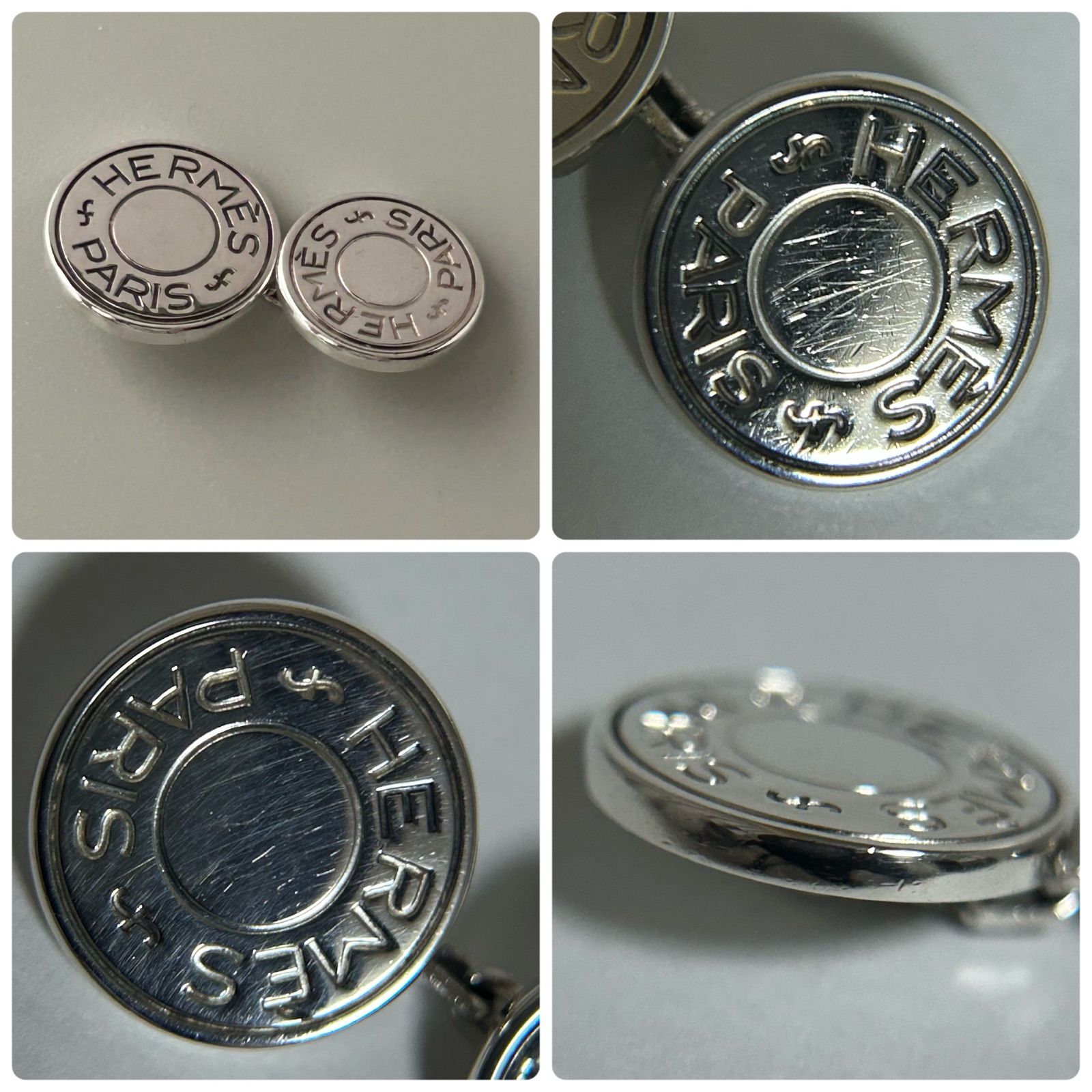 使用感有】 エルメス セリエ チェーン カフス カフリンクス Silver 925