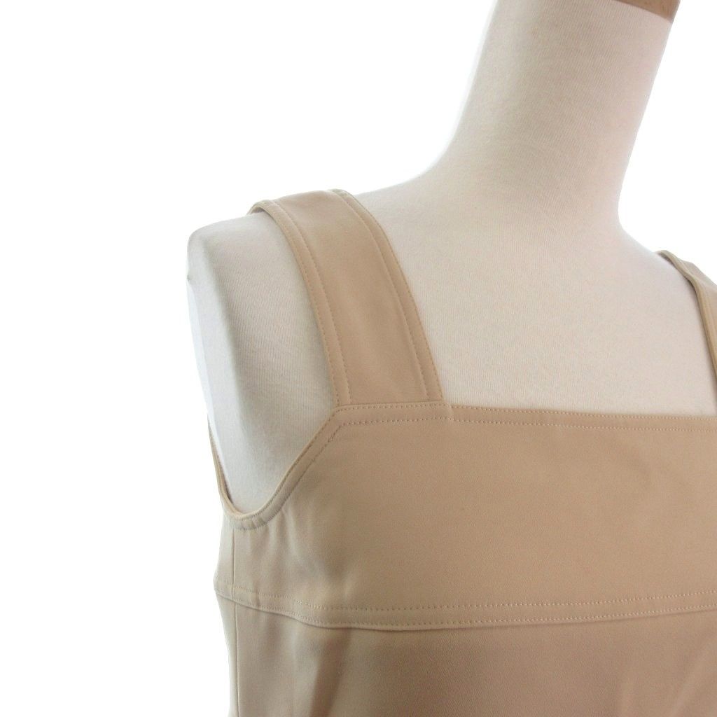 ルネ Rene ワンピース ノースリーブ バルーン ひざ丈 34 ベージュ □TC