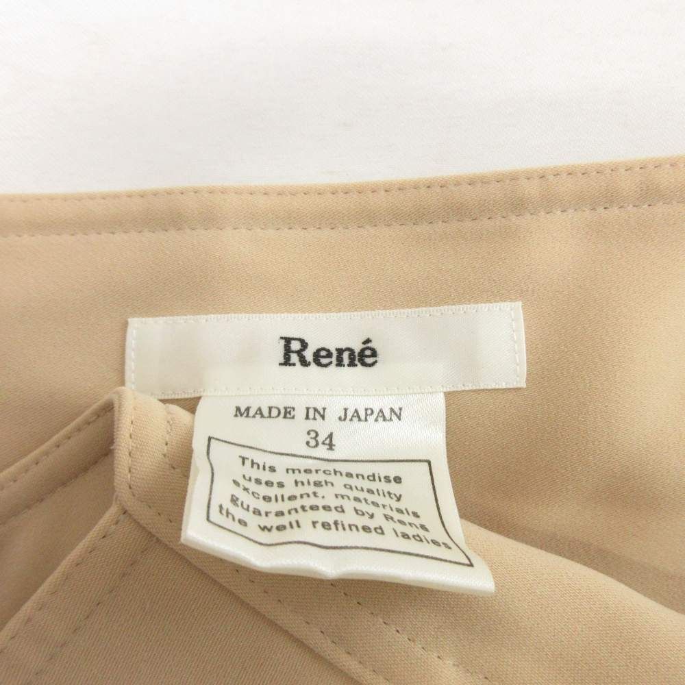 ルネ Rene ワンピース ノースリーブ バルーン ひざ丈 34 ベージュ □TC