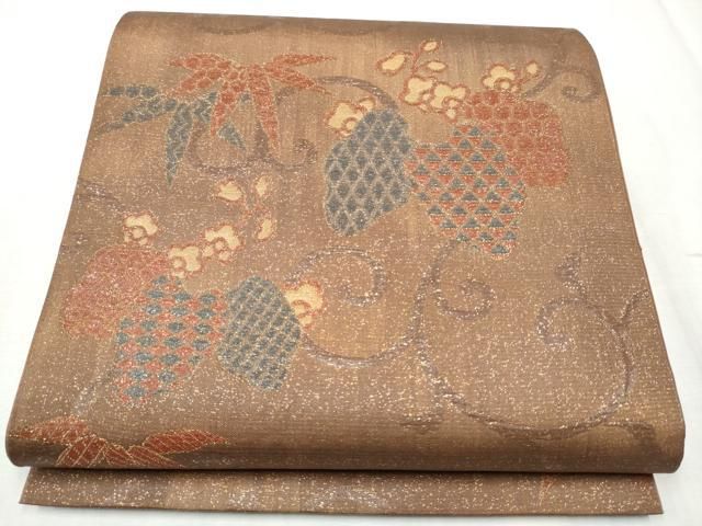 平和屋着物○西陣 川島織物 六通柄 本袋帯 花唐草文 金糸 正絹 逸品