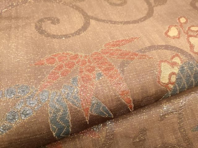 平和屋着物○西陣 川島織物 六通柄 本袋帯 花唐草文 金糸 正絹 逸品