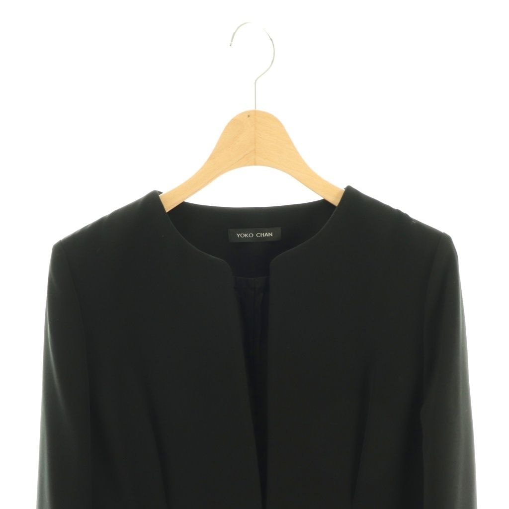ヨーコチャン YOKO CHAN ノーカラータックジャケット 36 ブラック /HK