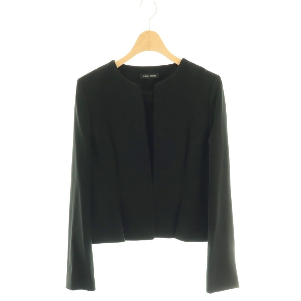 ヨーコチャン YOKO CHAN ノーカラータックジャケット 36 ブラック /HK