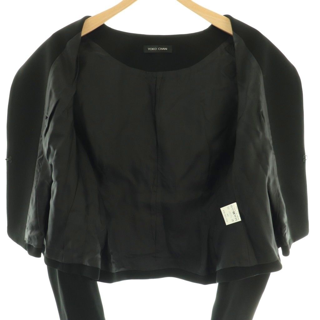 ヨーコチャン YOKO CHAN ノーカラータックジャケット 36 ブラック /HK