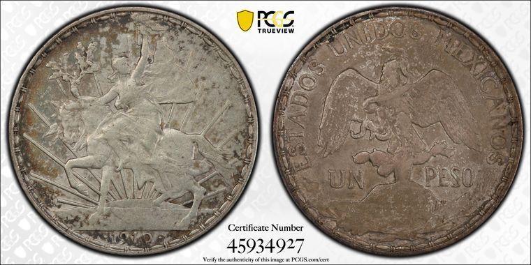 1910年 PCGS XF40 | メキシコ - 銀貨 1ペソ クライ独立記念コイン
