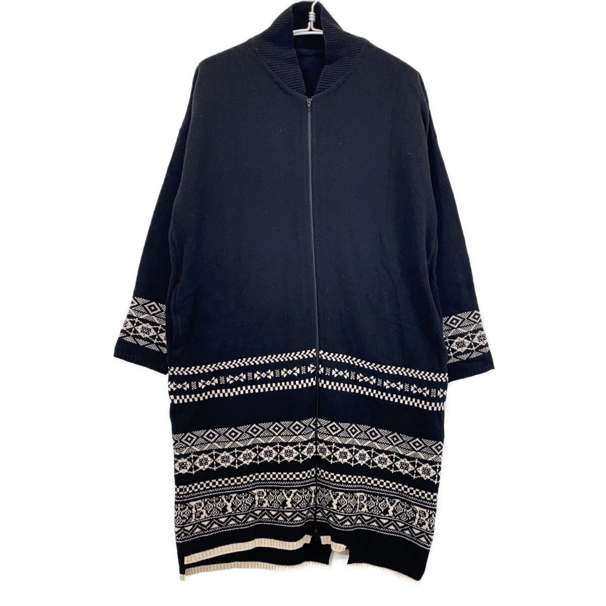 Yohji Yamamoto ヨウジヤマモト NK-K54-184 ﾌﾞﾗｯｸ ﾌﾛﾝﾄｼﾞｯﾌﾟ ﾆｯﾄ