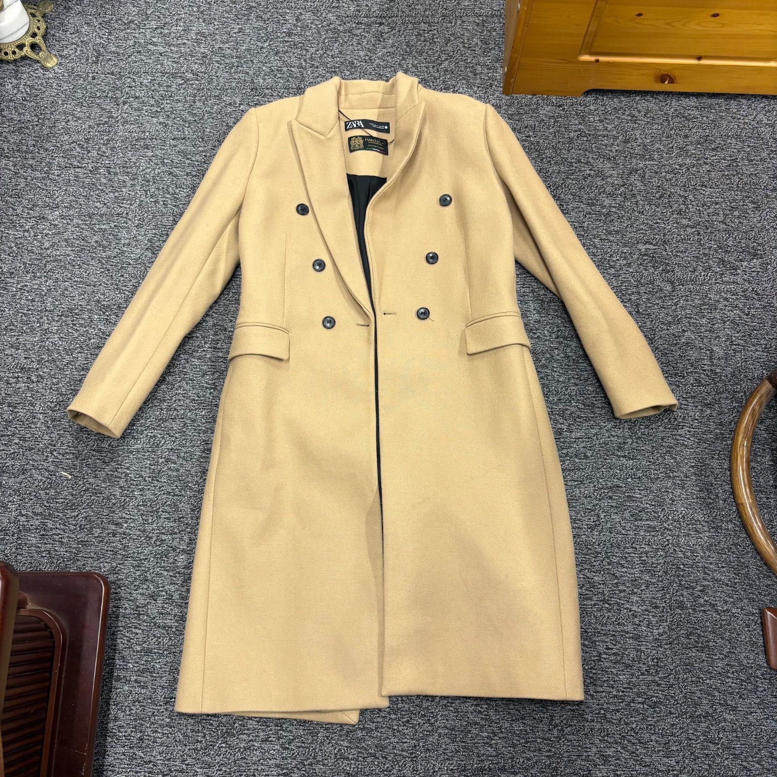 🤍✨【ZARA】ベージュ ダブルブレスト ロングコート ✨🤍 - メルカリ