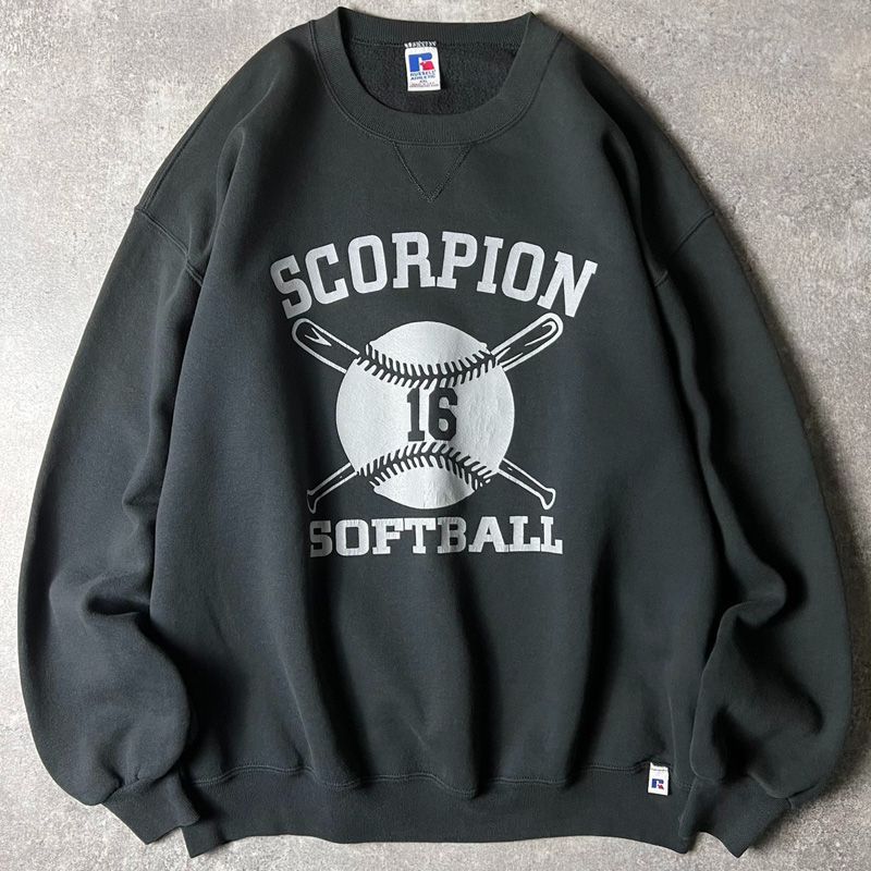 90s USA製 RUSSELL 3段 カレッジ プリント スウェット トレーナー XXL