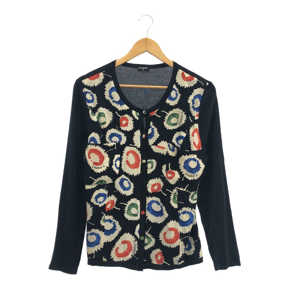 CHANEL シャネル シルク切替ニットカーディガン 90
