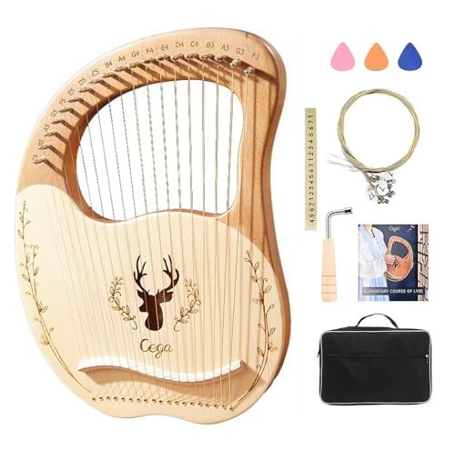 竪琴ハープ 19弦 弦楽器 木製竪琴 ウッドハープ メタルストリン 初心者向け コンパクト 金属弦 心癒し ポータブル マホガニー 操作簡単 入門楽器 チューニングレンチ 収納袋付き 成人用 子供用 Log color po 1 ddcb 917