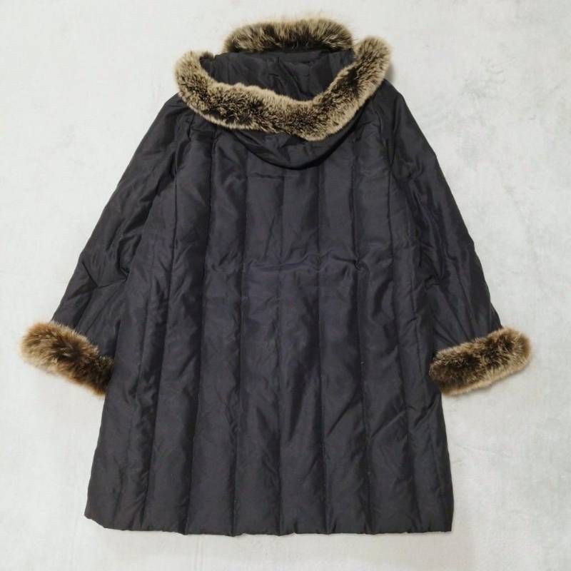 ダウンコート ブルーフォックス リアルファー シルク ブラック