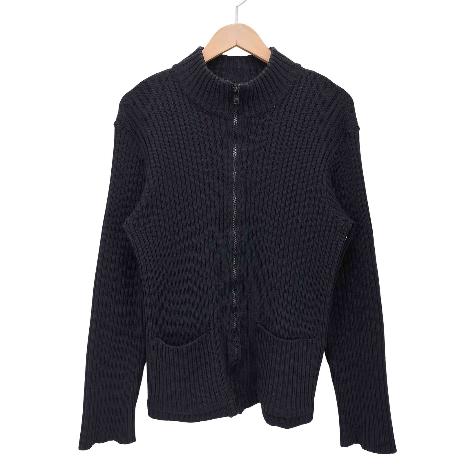 old アニエスベー　オム　90s ウール　ドライバーズニット　ハイネック　黒 アニエスベーオム Agnes b.homme フロントポケット ドライバーズニット