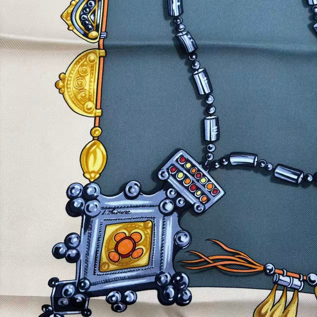 極美品 HERMES エルメス スカーフ カレ90 PARURES DES SABLES 砂漠の