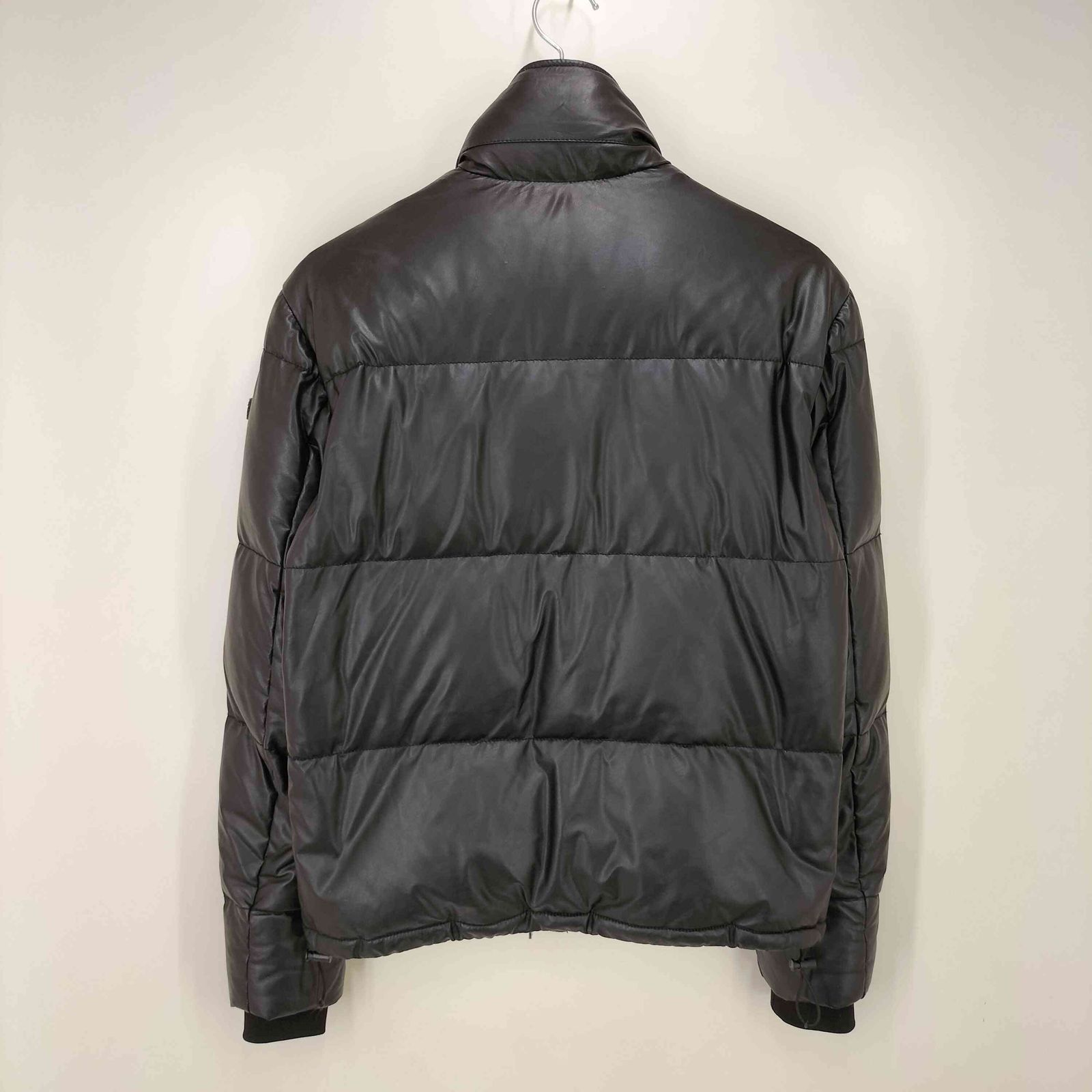 メンズ EMPORIO ARMANI フェイクレザーダウンジャケット ブラック M