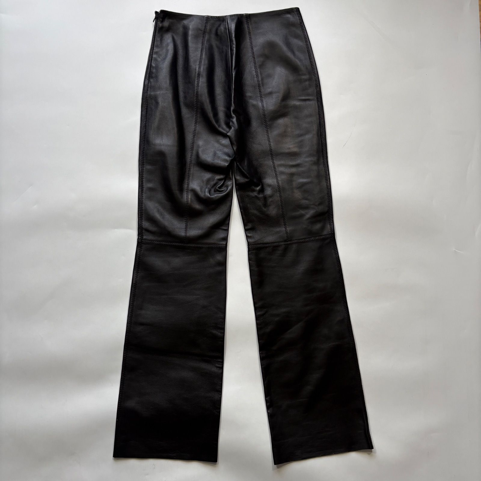 美品】LOEWE ロエベ レザーパンツ 子羊 ラムレザー ブラック フレア