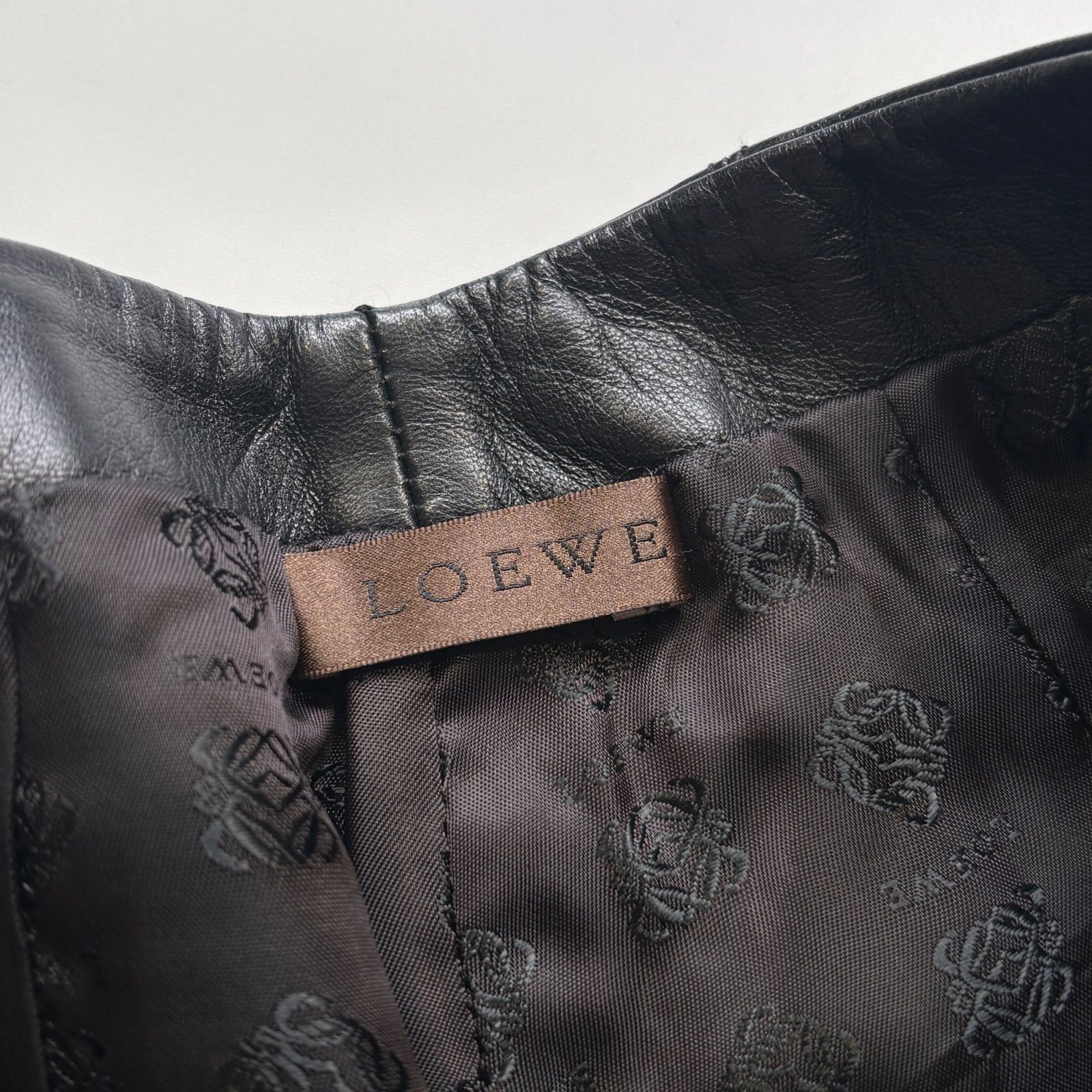 美品】LOEWE ロエベ レザーパンツ 子羊 ラムレザー ブラック フレア