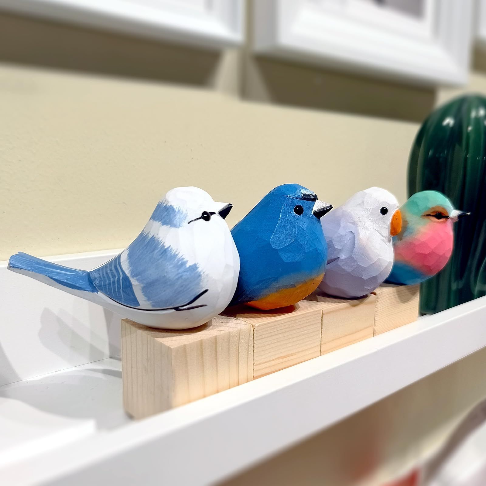 結婚式の贈り物 誕生日 北欧風 鳥の彫刻 置物 置物 ホビー 玄関先 木製