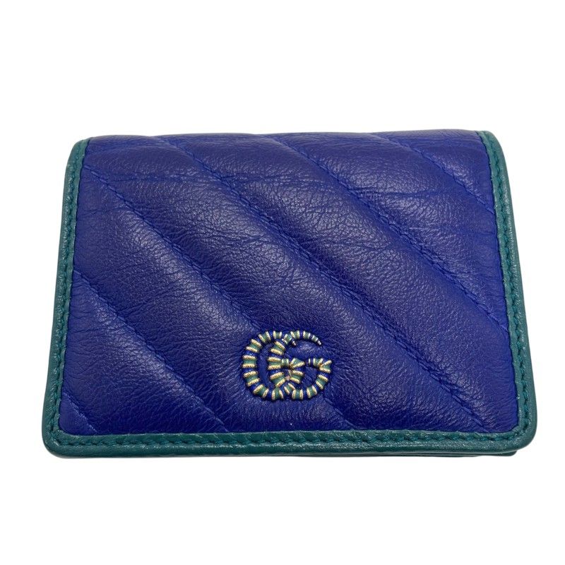 グッチ GUCCI GGマーモント ミニウォレット 573811 ブルー レザー