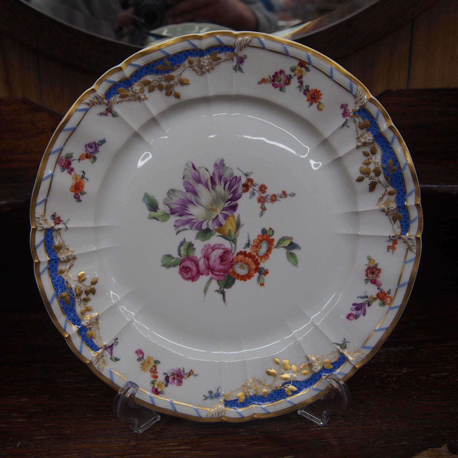 KPM KPMベルリン ベルリン王立磁器製陶所 ロカイユ 25cm 花柄絵皿