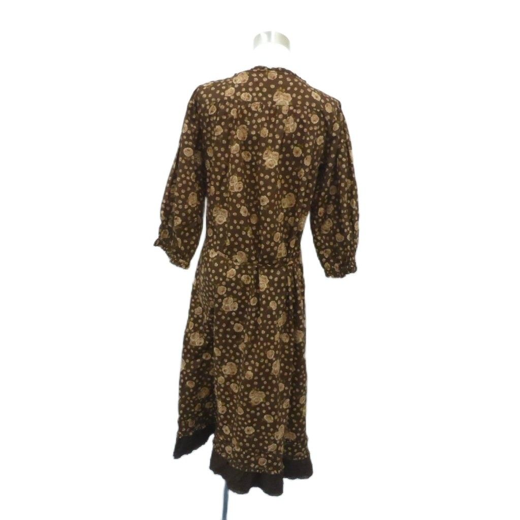 ピンクハウス PINK HOUSE ワンピース ラウンドネック ロング丈 茶色