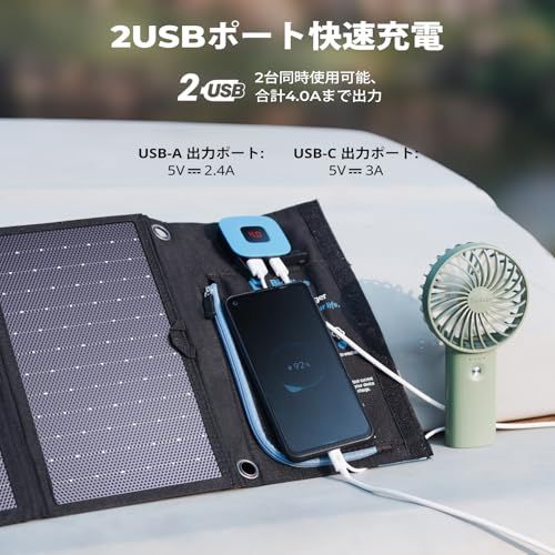 25.4％転換効率 ソーラー充電器