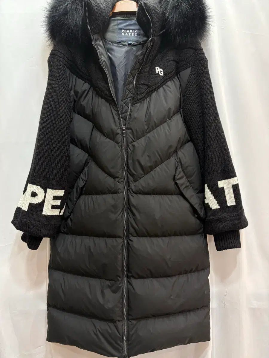 PEARLY GATESクリーニング済♡美品グースダウン サイズ0 パーリーゲイツ グース ダウンジャケット ロング丈 ブラック 0/55 55半