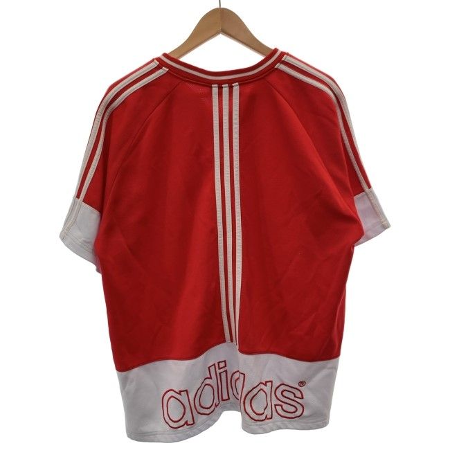 adidas メッシュゲームシャツ　赤/白 Vネック adidas ゲームシャツ 半袖 トップス Vネック 無地 ワンポイント