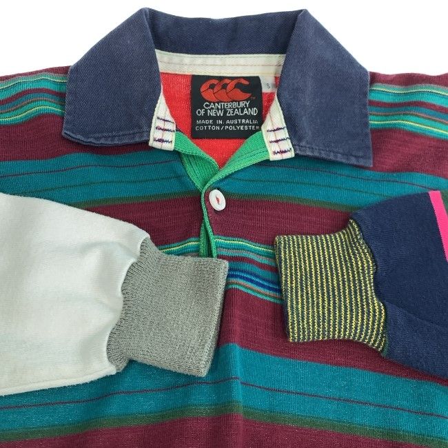 中古】CANTERBURY ラガーシャツ 長袖 トップス ボーダー ワンポイント
