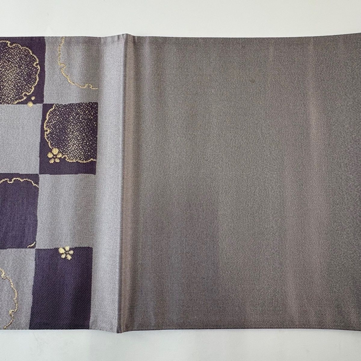 美品】 袋帯 秀品 市松 雪輪 金銀糸 灰紫 六通 正絹 【中古】 - メルカリ