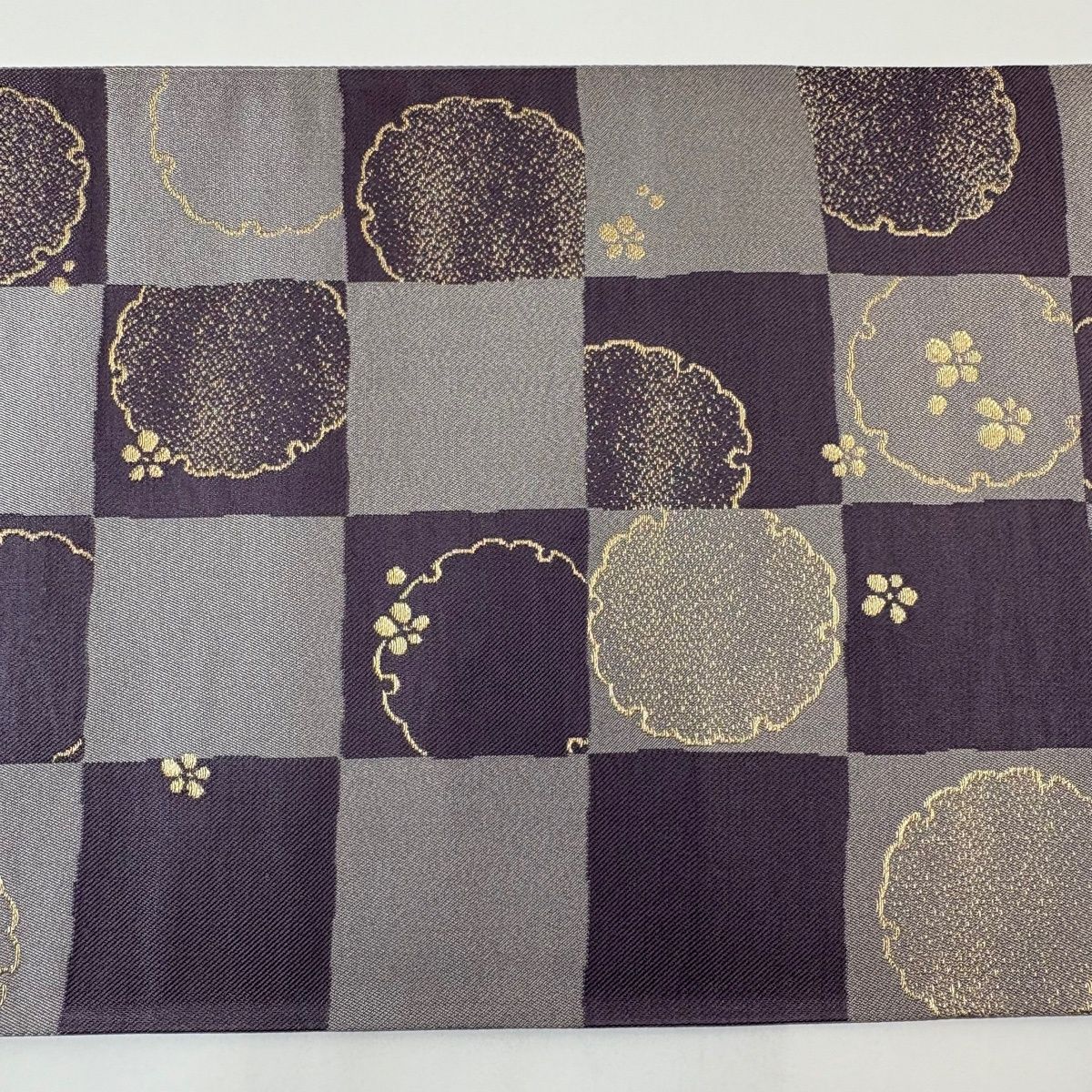 美品】 袋帯 秀品 市松 雪輪 金銀糸 灰紫 六通 正絹 【中古】 - メルカリ