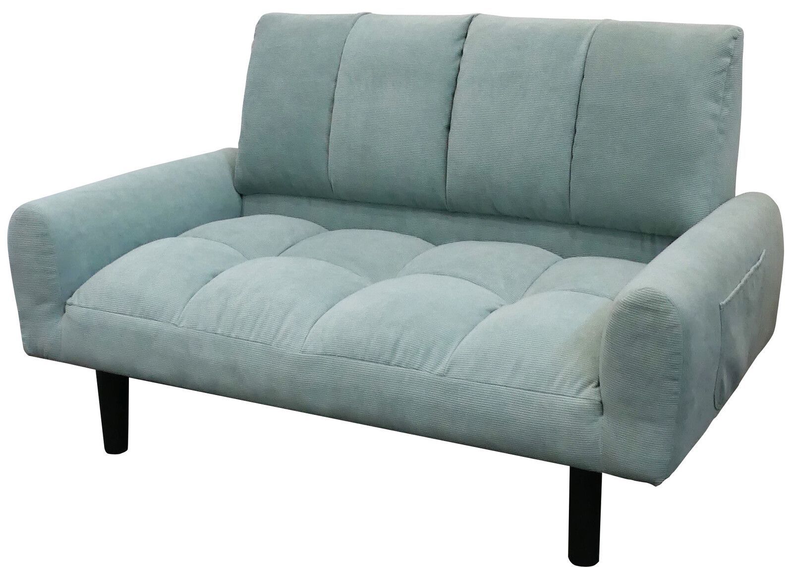 2Pコーデュロイソファー コーデュロイ生地 リモコン類が収納できる便利なポケット付 二人掛けソファ ２人掛ソファー スプレーグリーン