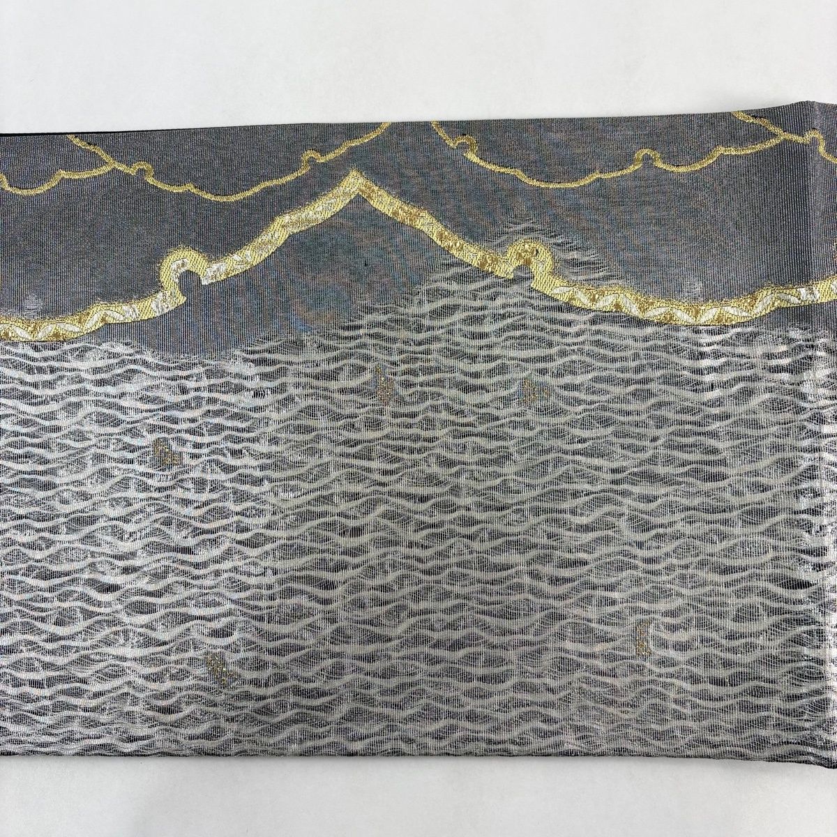 美品】 袋帯 秀品 雪輪 花 金銀糸 箔 銀色 六通 正絹 【中古】 - メルカリ