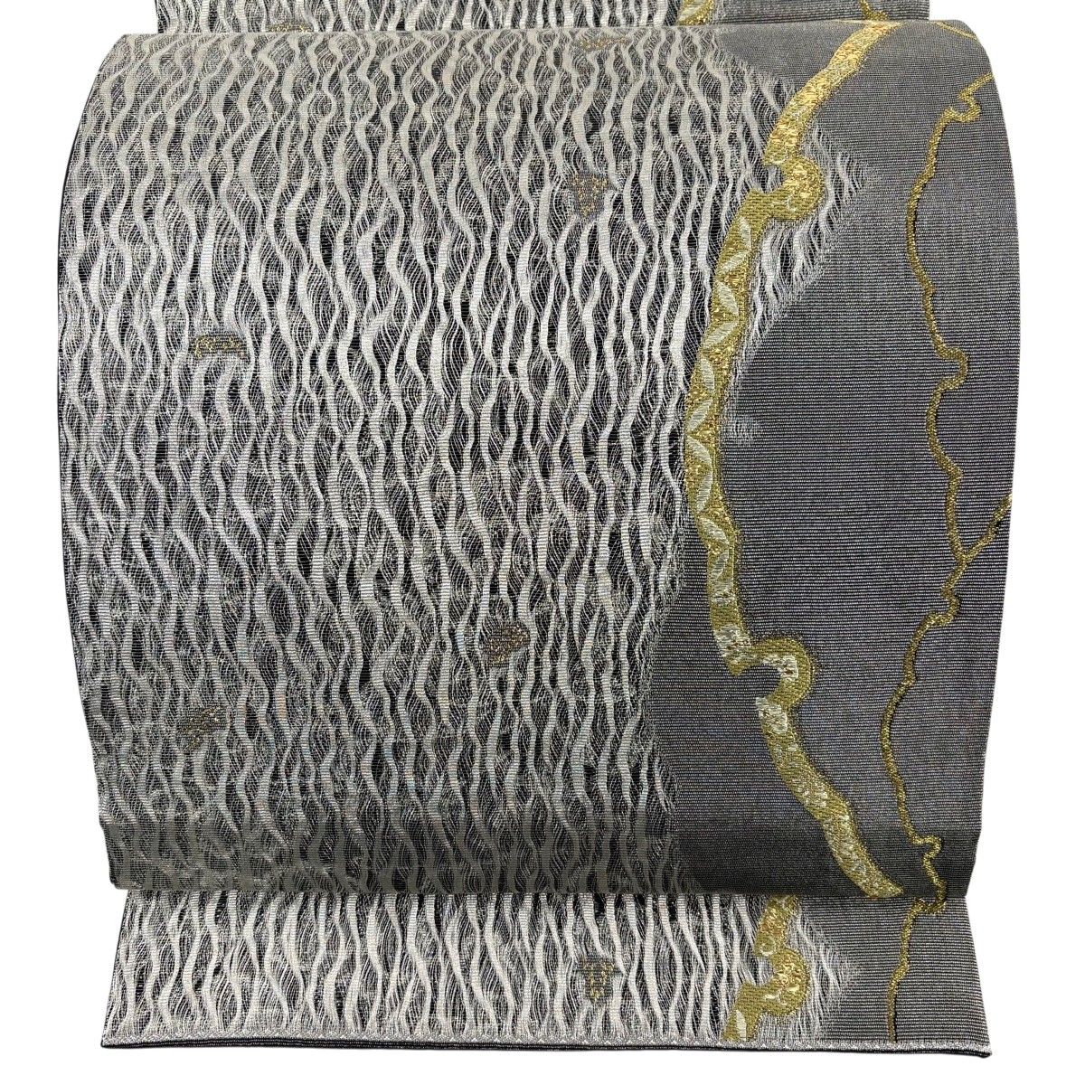 美品】 袋帯 秀品 雪輪 花 金銀糸 箔 銀色 六通 正絹 【中古】 - メルカリ