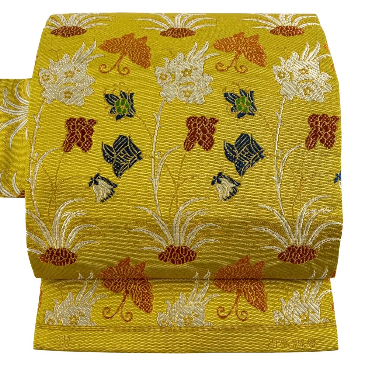 美品】 名古屋帯 名品 川島織物 落款 草花 鳳凰 金糸 抹茶色 正絹