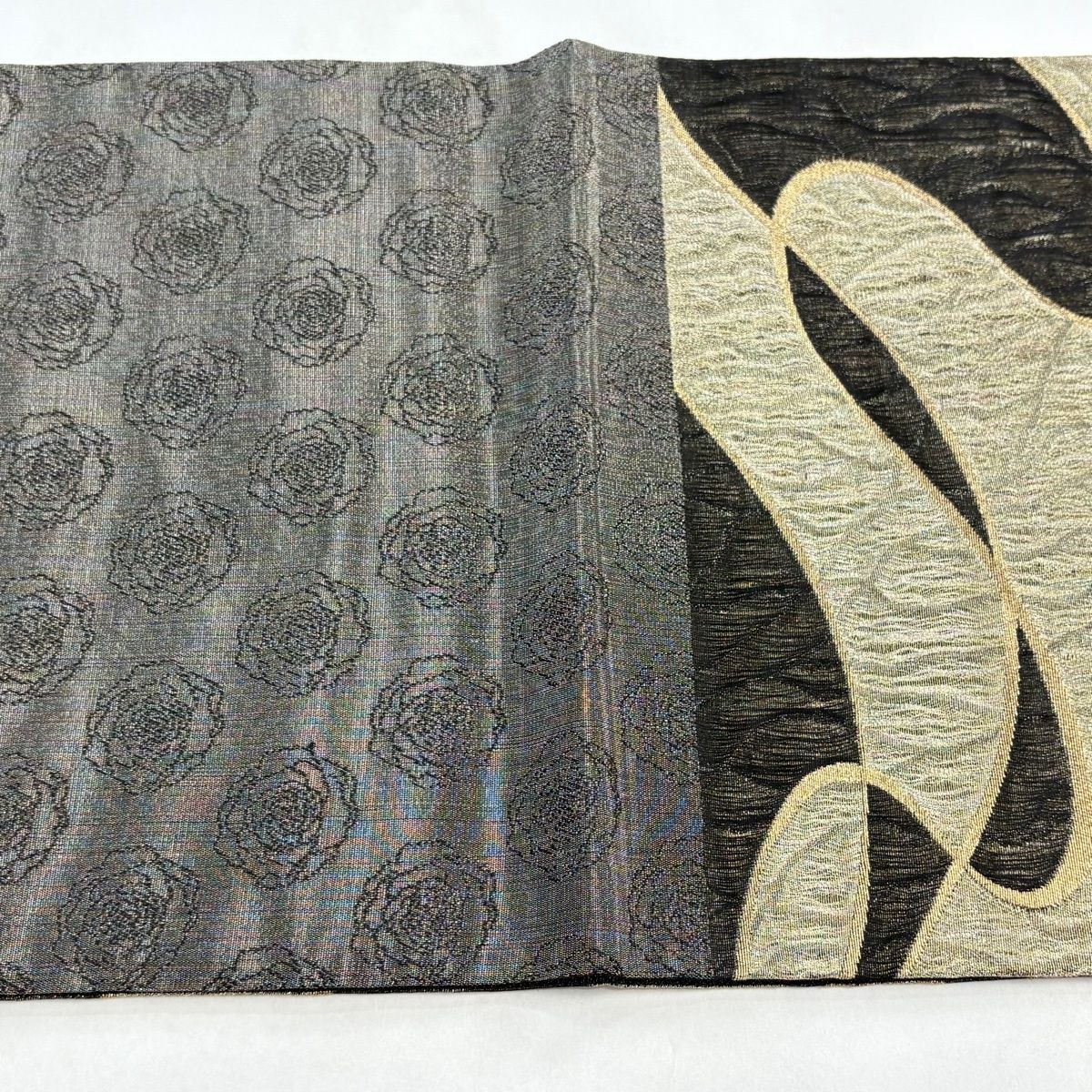 美品】 袋帯 名品 霞 金銀糸 墨色 六通 正絹 【中古】 - メルカリ